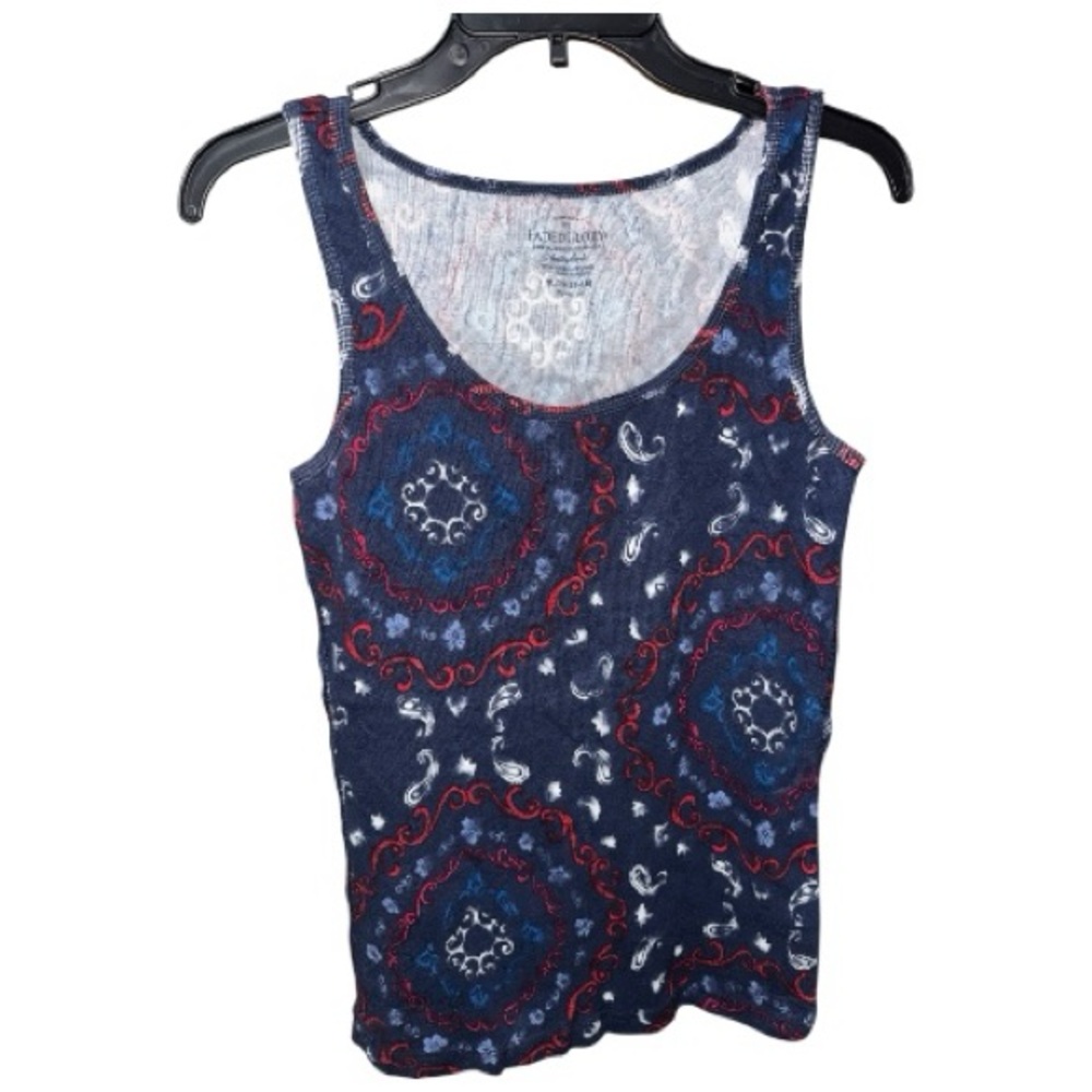 Faded Glory Navy and Red Patterned Tank Top